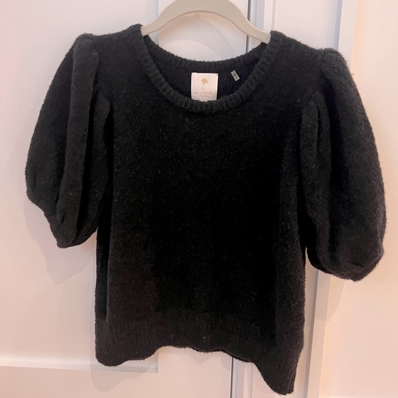 Westside Brand Short-Sleeved Puff Shoulder Sweater, size small, Black - Picture 2 of 2